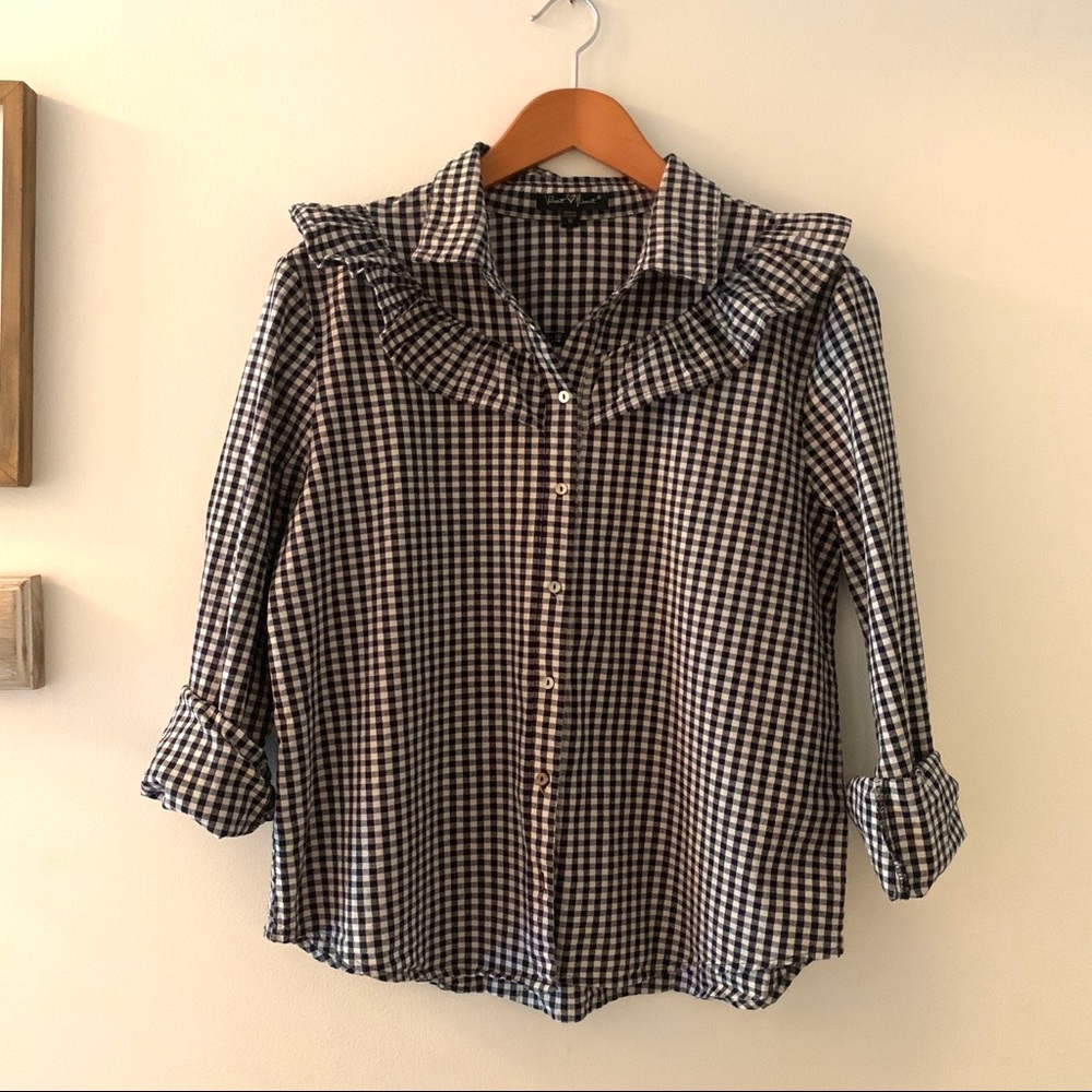 Ruffle Checkered Blouse